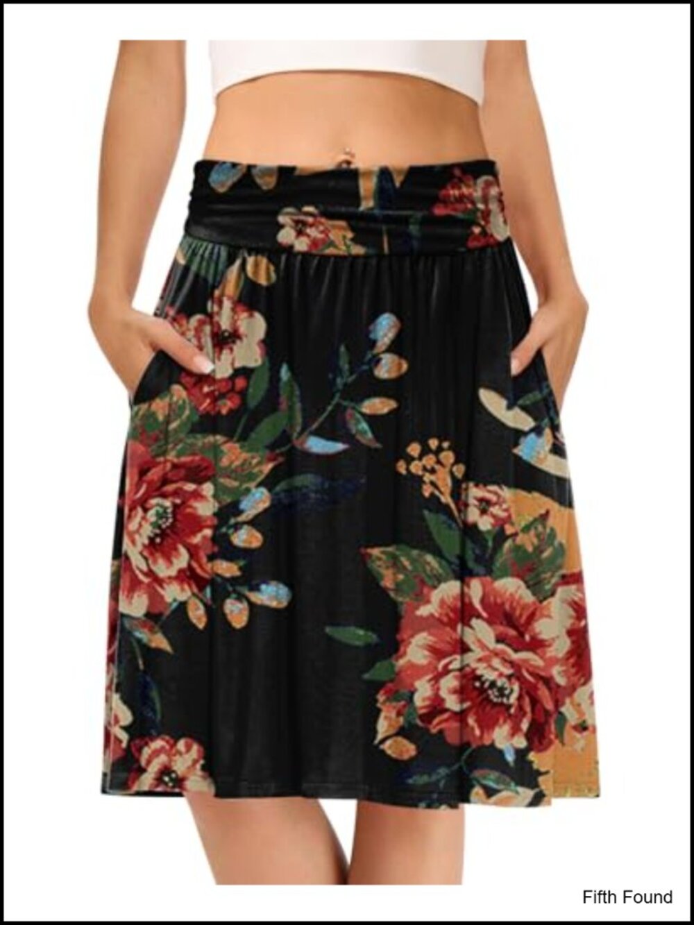 Flowy Pleated High Waist Midi Skirt A-Line with Pockets